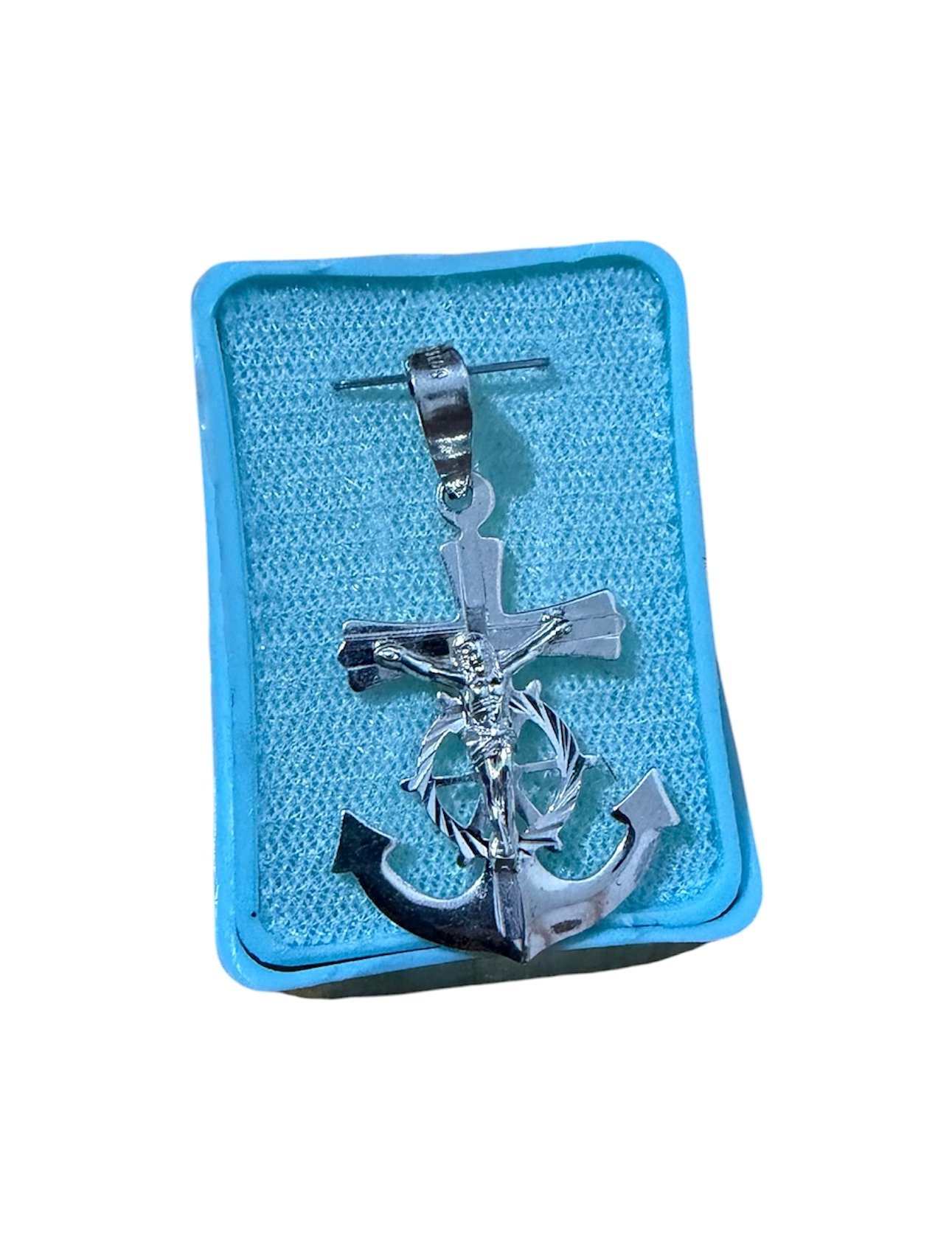 Dije Ancla Cristo Plata .925